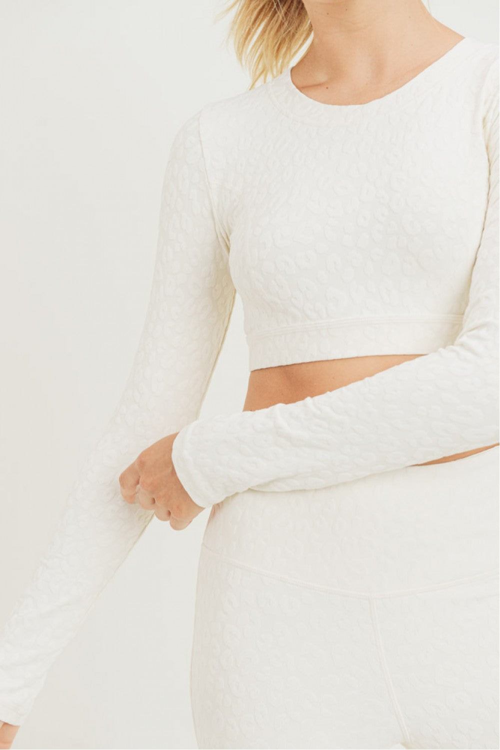 Leapord Printed Jacquard Tactel Active Crop Top