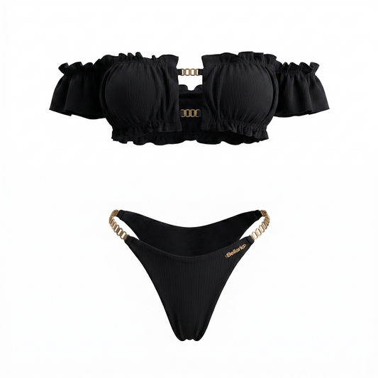 Cotton Candy Chain Bikini Set -Black
