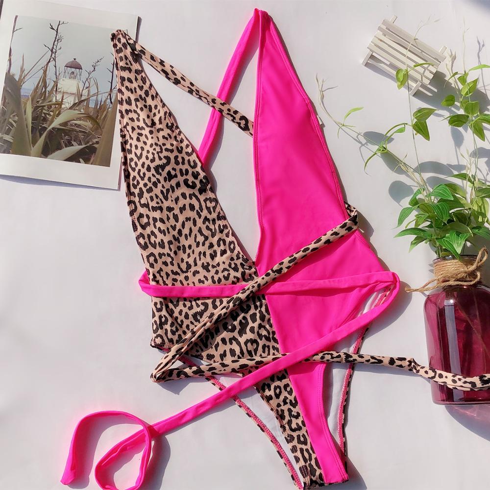 CLEARANCE FINAL SALE - Pink Leopard Tied Swimsuit