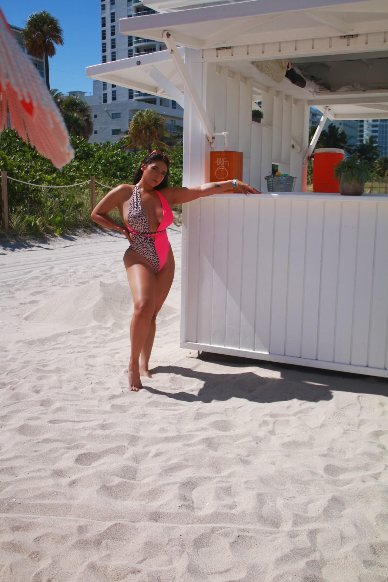 CLEARANCE FINAL SALE - Pink Leopard Tied Swimsuit